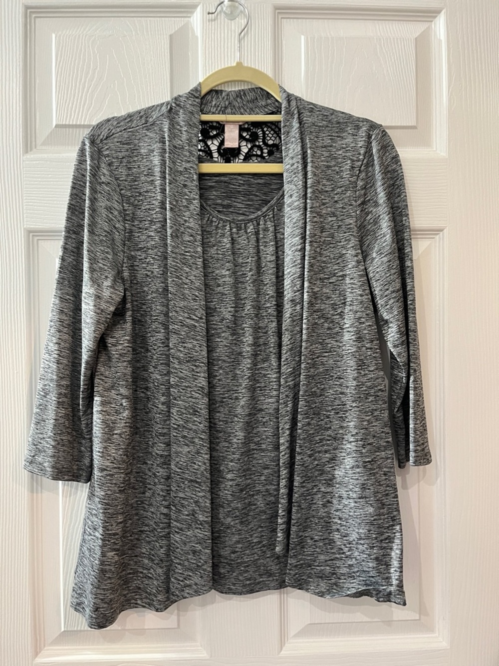 White stag heathered Gray Open Front Cardigan Set